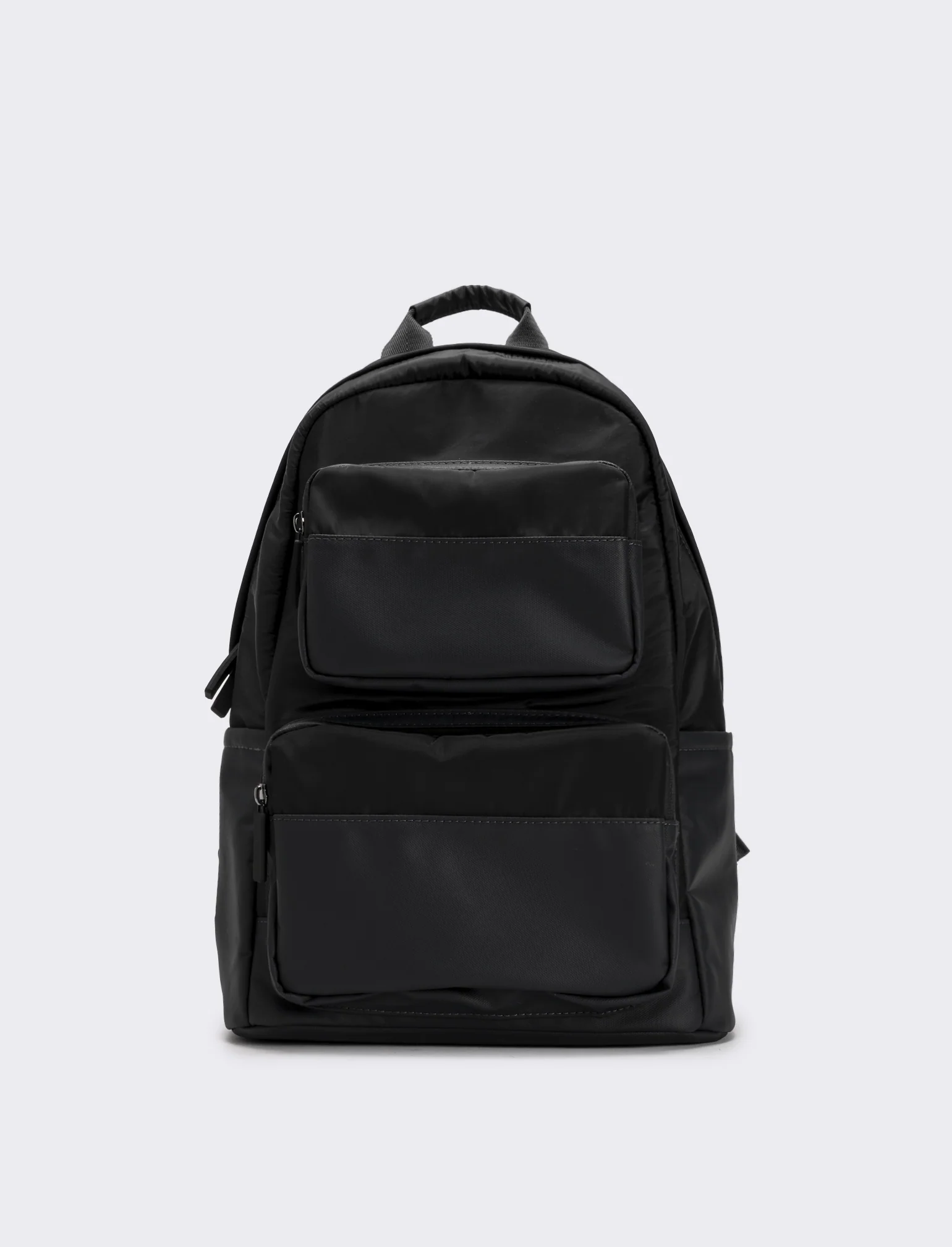 Zaino uomo con tasche doppio cursore e tirazip gommato - Nero