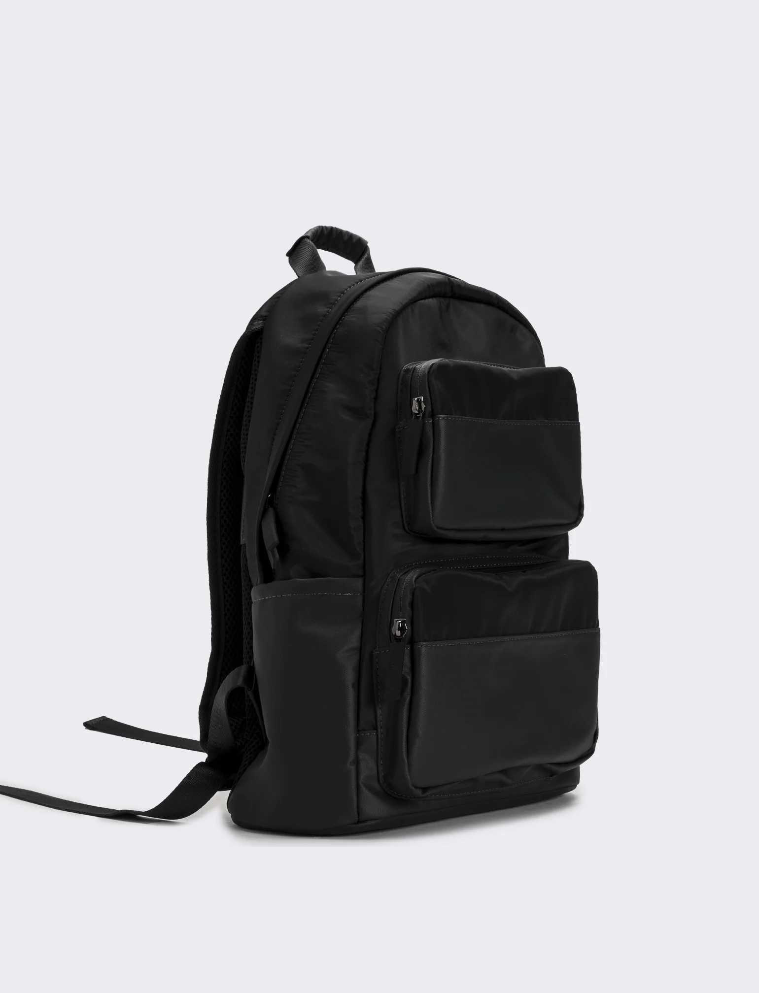 Zaino uomo con tasche doppio cursore e tirazip gommato - Nero - Image 2