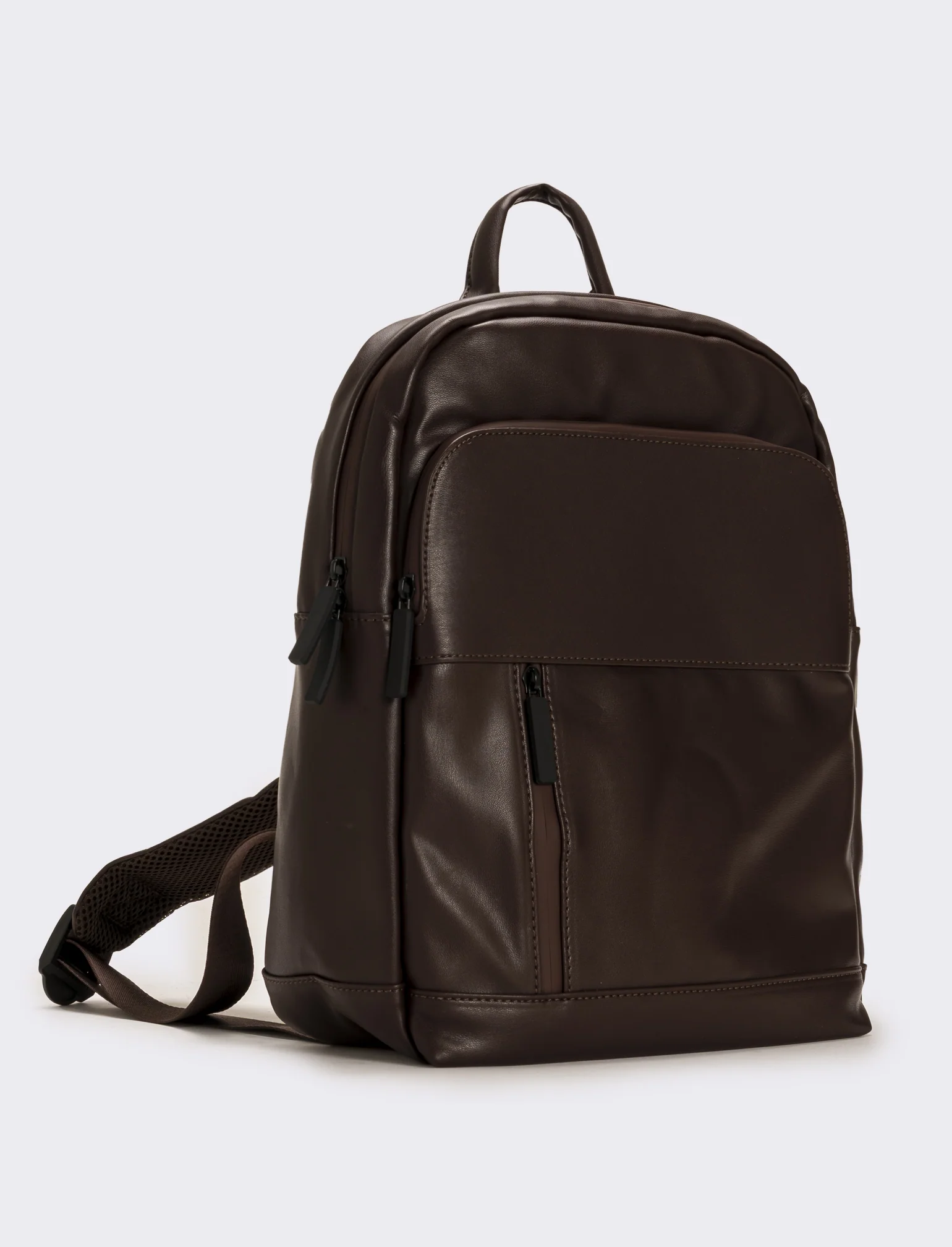 Zaino uomo in pvc con zip - Marrone - Image 2