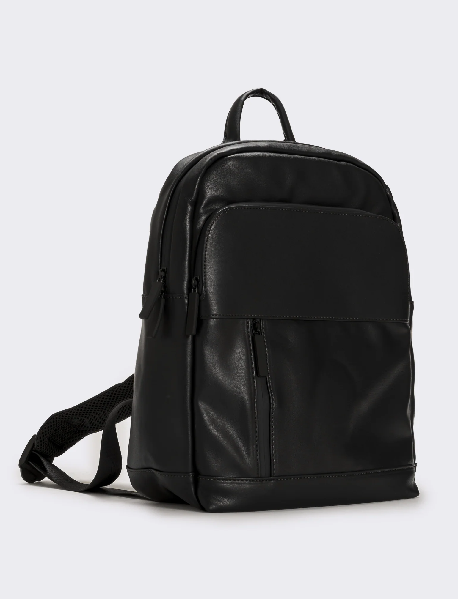 Zaino uomo in pvc con zip - Nero - Image 2
